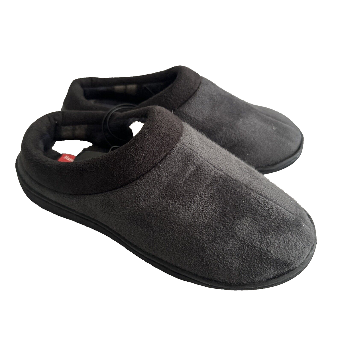 Hanes Men Small Gray Moccasin Slipper Mules House Shoe In Out Door Memory  Foam