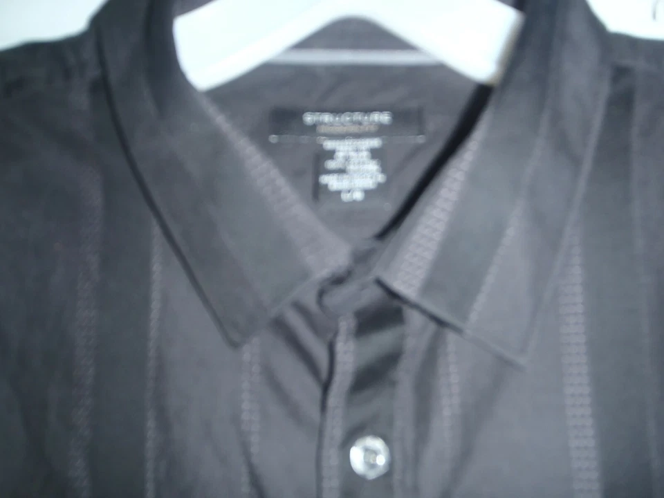 Structure Fitted Mens Dress Shirt Size XL 17-17.5 Bl/GYLong Sleeve Men Casual - Image 2 of 4