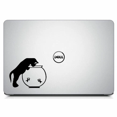 猫和金鱼碗适用于 Macbook 便携式电脑 车窗 SUV 墙面乙烯基贴花贴纸 — 第 4/4 张图片