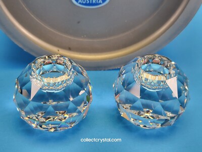 SWAROVSKI 133 CANDLEHOLDER GLOBAL/BALL MEDIUM 010134 MIB Complete set of 2