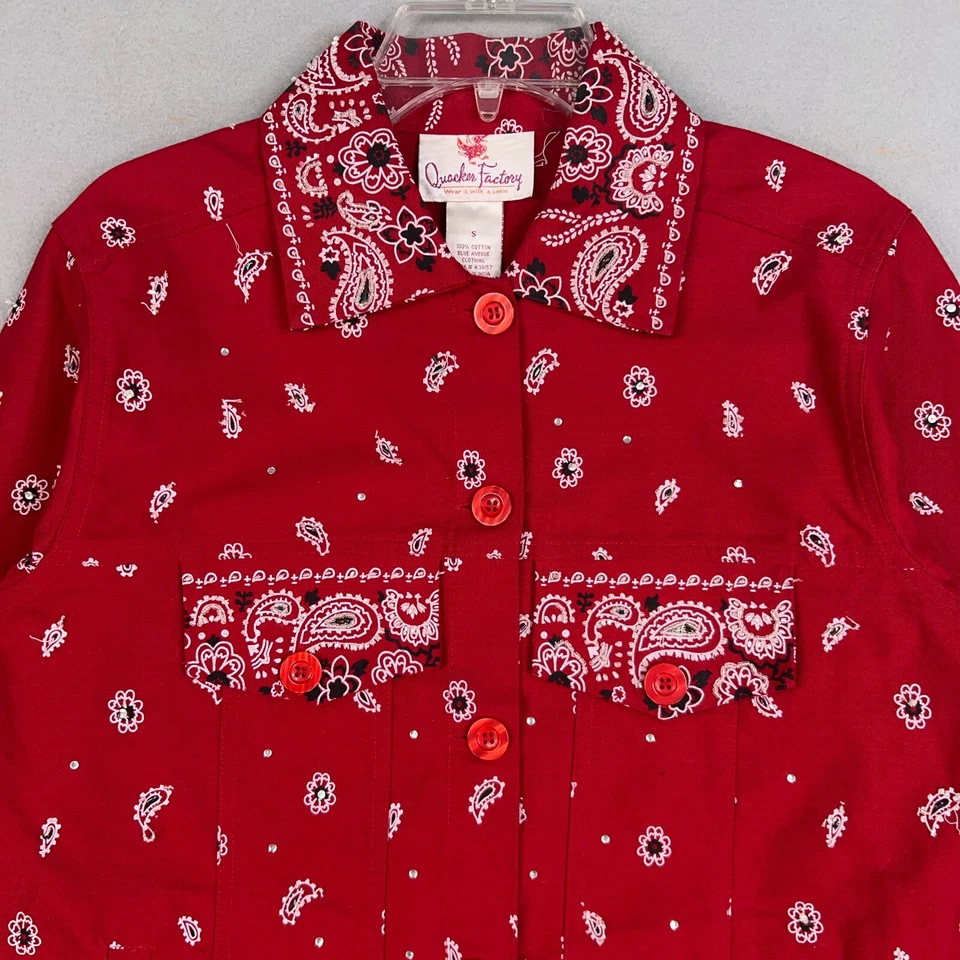 Quacker Factory Jacket Womens Small Bandana Handkerchief Beaded Bling Western - Image 2 of 4