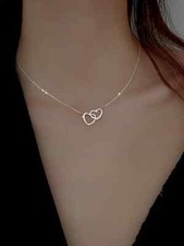 Heart Shape Shiny Pendant Necklace Luxury Sparkly Chain Sweet Necklace