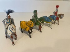 Timpo Toys Vintage 1950s Medieval Lead Knights on Horseback with weapons-RARE