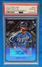 2022 TOPPS FIRE # BWJ Bobby Witt JR RC # 09/50 PSA 10 # 78545390 - PURPLE AUTO