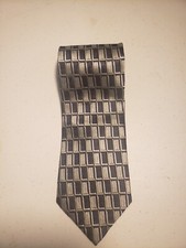 Jos. A. Bank Signature Men's Tie Silver & Blue Geo 100% Silk Necktie Made in USA