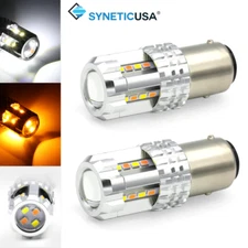 Syneticusa 1157 Switchback White / Amber 20-LED Turn Signal DRL Light Bulbs