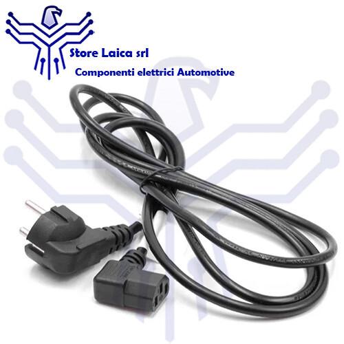 1,3 mt CAVO ALIMENTAZIONE PC SPINA SCHUKO PRESA VDE C13 ANGOLATA NERO UNIVERSALE - 第 12/13 張圖片