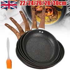 Non Stick Black Frying Pan Ceramic Granite Marble Coated Pan for Gas, Electric
