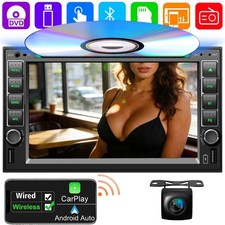 Double 2 Din 6.2" Car Stereo DVD CD Player BT Radio CarPlay Android auto for GPS