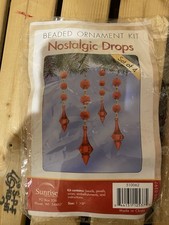 Nostalgic Christmas Beaded Droplets Red Ornament Kit Makes 4