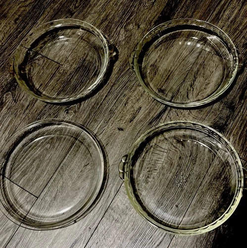 PYREX Scalloped Edge & Handles PIE PAN Plate 9.5” 10” Deep Dish #229 #210 Glass