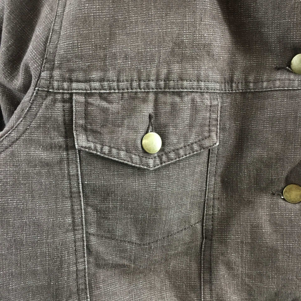 Chaqueta con botones de piel Denim & Co. para mujer 1X marrón mezcla de algodón manga larga bolsillo Foto 4 de 4