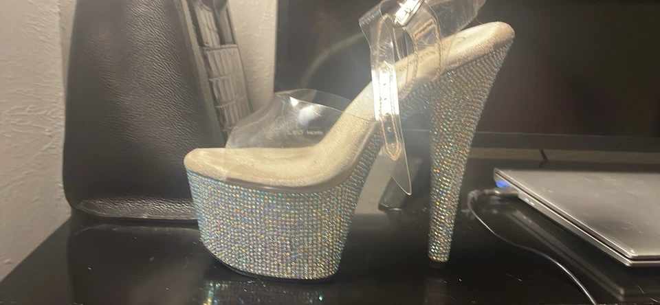 2 pares de tacones altos Pleaser para mujer, plataforma de 7 pulgadas, talla 9 Foto 4 de 4