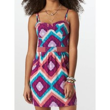 Vintage American Eagle Y2K Psychadelic Geo Mini Dress XS Dopamine Festival Retro