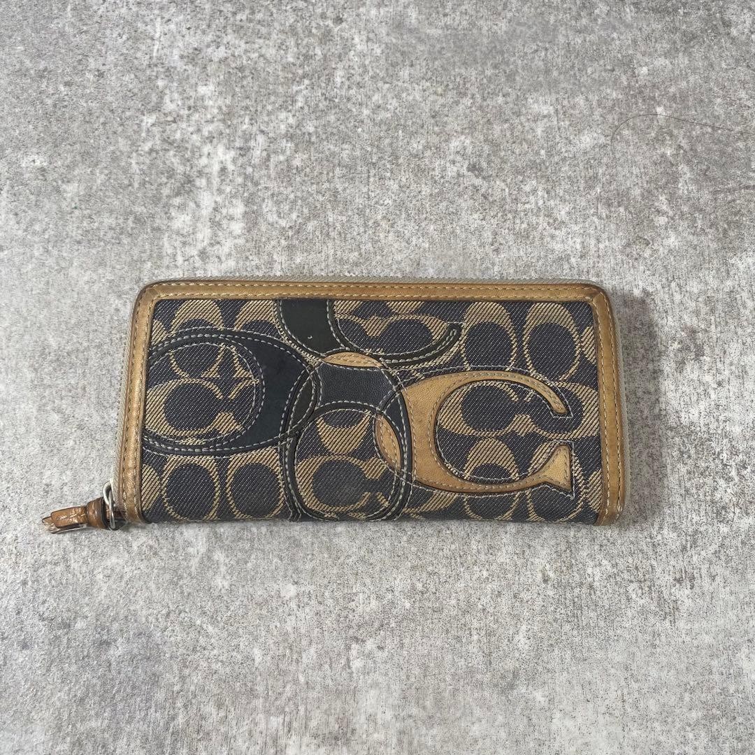 Coach Patchwork Denim Zip Around Wallet 10x19cm B… - image 1