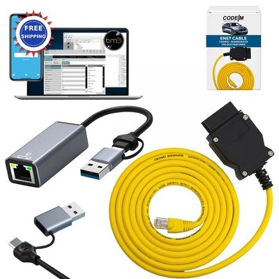 ENET Cable BMW USB C USB A Adapter OEM OBD2 BMW F G i Series Coding E SYS ISTA+