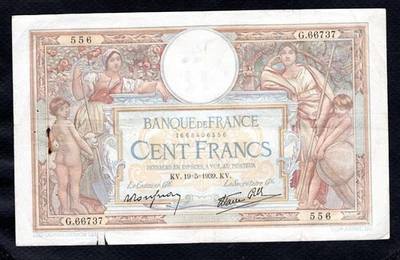 Un billet de 100 Francs Luc Olivier Merson 19.5.1939 Etat TB - Photo 1/2