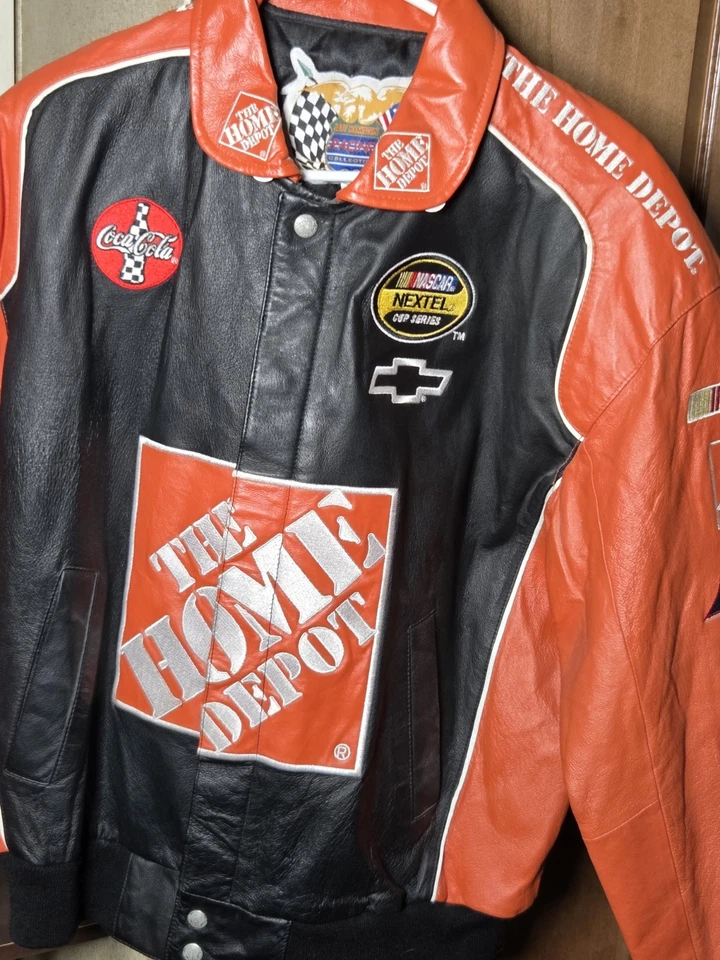Sz S Vtg Jeff Hamilton Tony Stewart Nascar Home Depot Racing Leather Jacket - Image 4 of 4