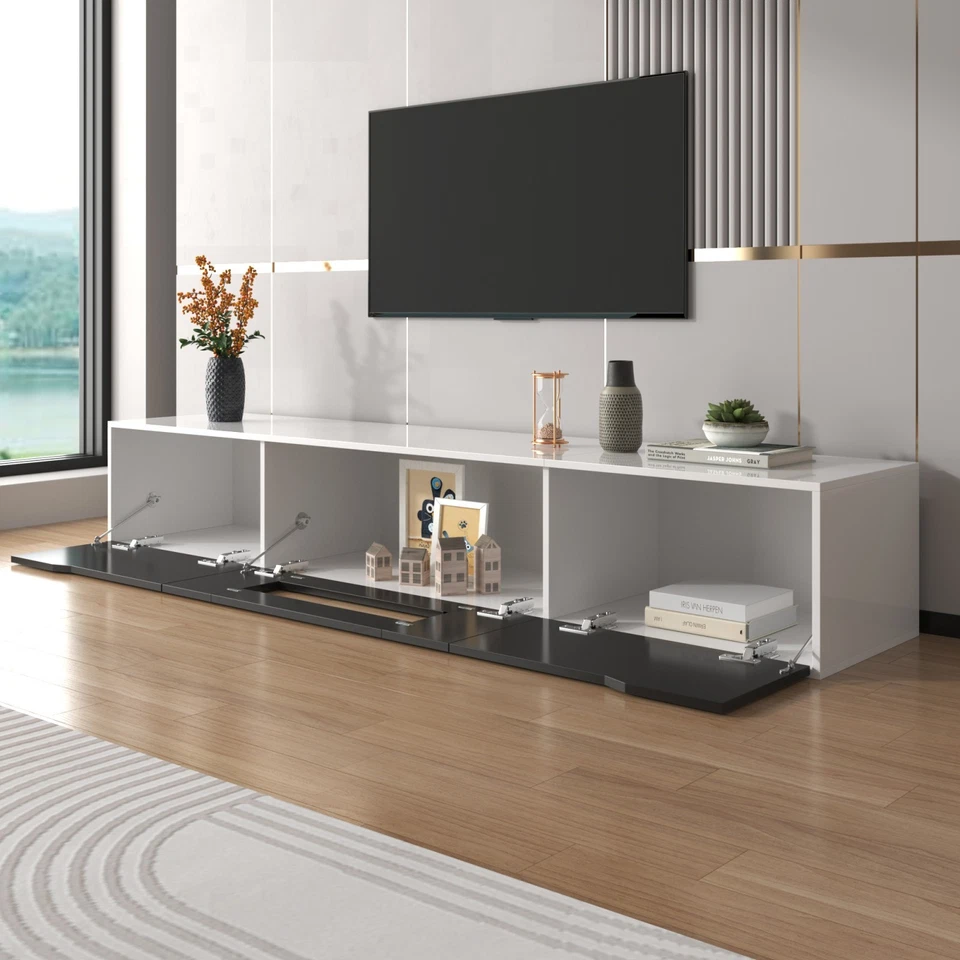 👉 180 cm Modern High Gloss LED TV Stand with 3 Doors - Living Room Design - Image 3 of 4