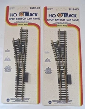 HO Lot of 2 AHM Snap Track Left Hand Switch Spur Switch No Wiring Required