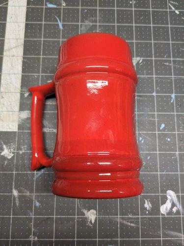 Frankoma Stoneware 6" Tall Beer Mug Stein Flame Red Orange M2 Vintage