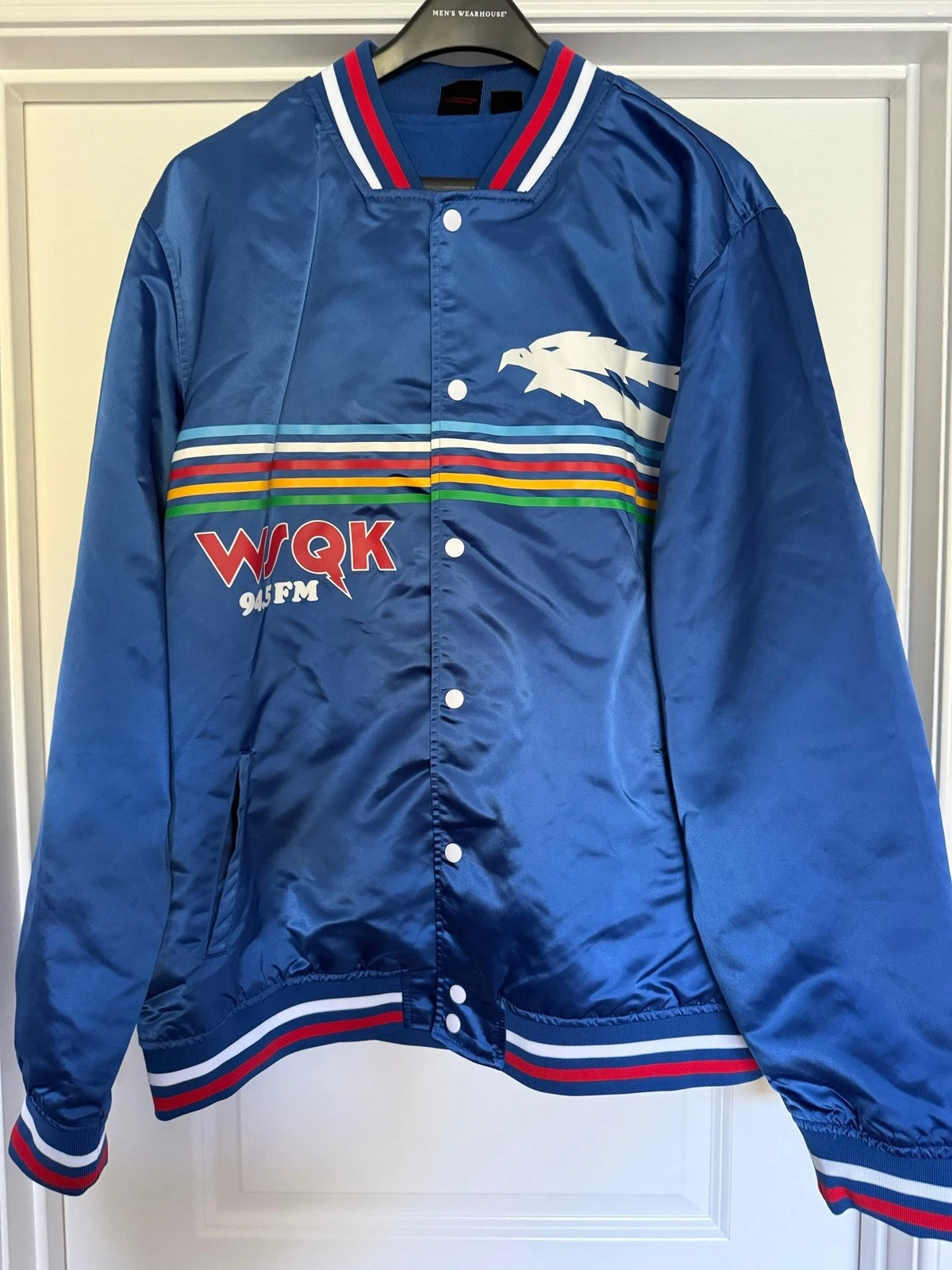 Stranger Things Costume WSQK Satin Bomber Jacket • 80s Hawkins Radio Cosplay XL - product detail image 1