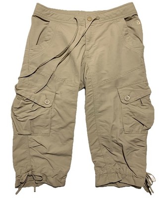 North Face Pants Womens 4 Aphrodite Tan Hiking Capri FlashDry Cargo Pockets Logo