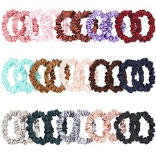 30Pcs Small Silk Satin Hair Scrunchies, Hair Ties for Women Girls Multicolor A