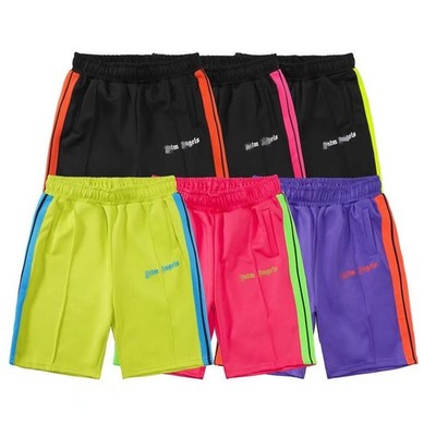 Palm casual color matching striped shorts elastic waist sports five-point pants