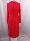 Per Una Dress Pink Coral Lined Long Sleeves Maxi Lace Detail Tie Belted Size 12