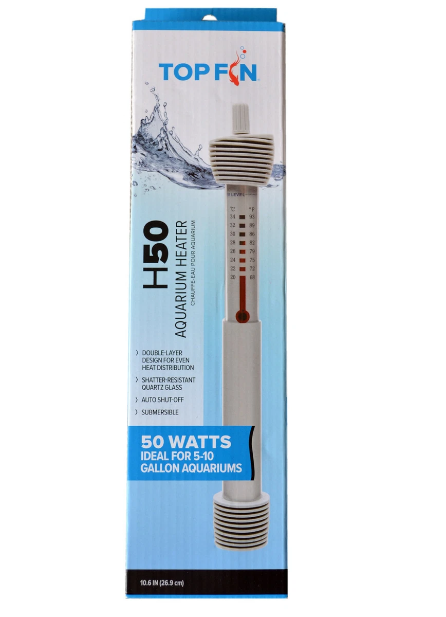 Top Fin H50 Submersible Aquarium Heater 50w Ideal for 5 10 Gallon New in Box