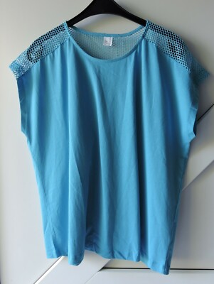 AproductZ Shirt mit Netzeinsatz im Schulterbereich Gr. 50 türkis blau