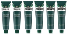 Proraso Shaving Cream, Eucalyptus and Menthol, 150ml Tube (6 Pack) Green