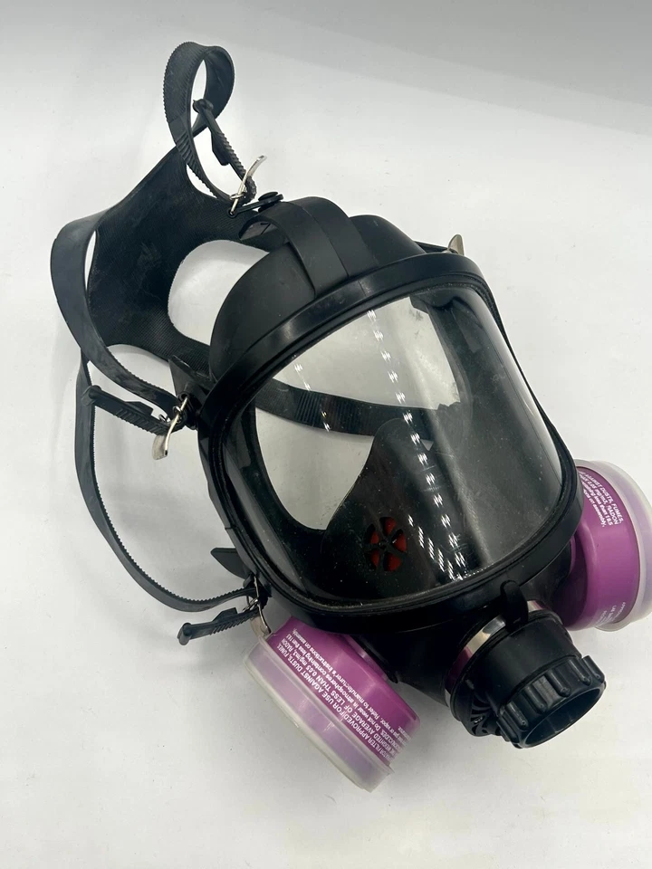 Lab Safety Supply 24734 Reusable Full Face Respirator Mask Black Dual Filters - Image 3 of 4