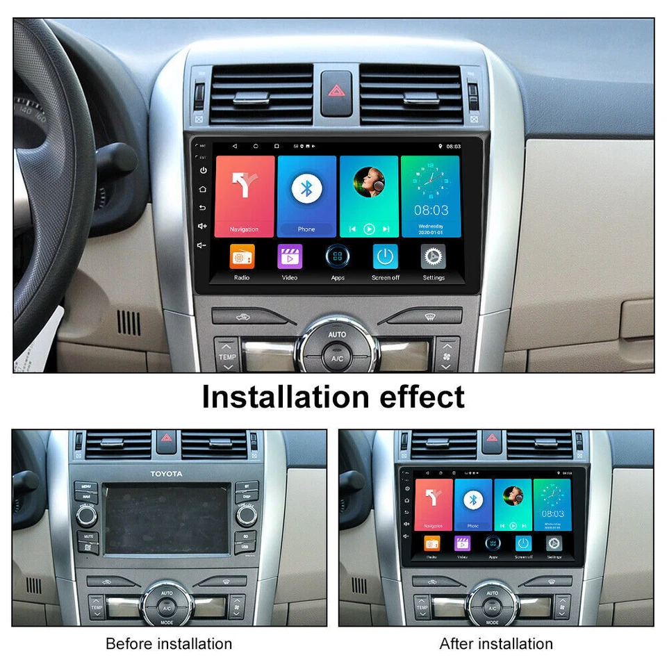 Radio estéreo para coche 9" Android 10.0 Carplay WIFI GPS para Toyota Corolla 2007-2013 Foto 2 de 4