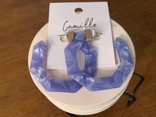 NWT Blue Marble Hexagonal Earrings