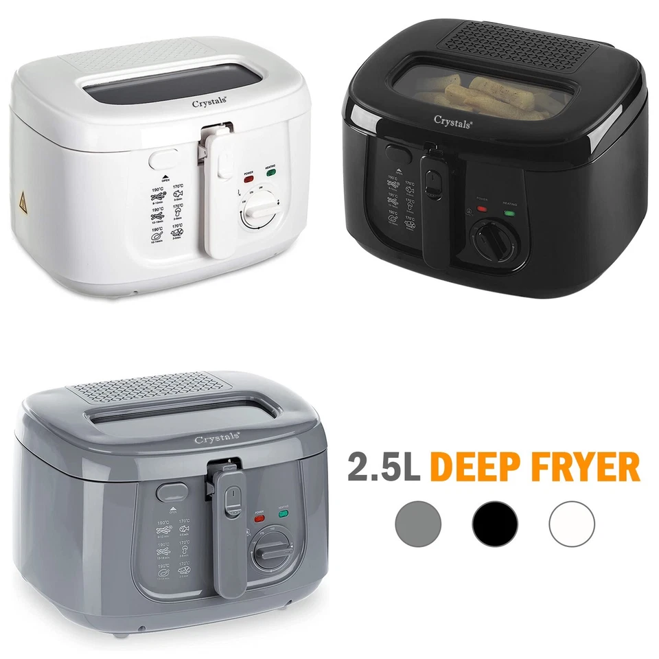 CRYSTALS 2,5 l Fritteuse Fritteuse Chip elektrische Antihaftpfanne & sicherer Korbgriff mit Fenster