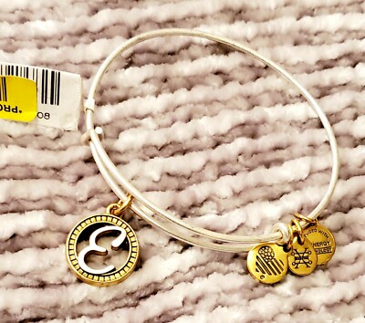 Alex & Ani Initital ''E'' Rafelian Silver & Gold Bangle. Pretty 2 Wear Everyday. 
