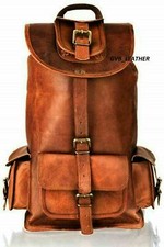 Bag Men's and Women's Genuine Padded Strap Leather Back Pack Rucksack Travel