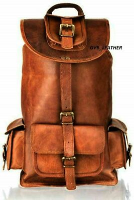 Bag Men's and Women's Genuine Padded Strap Leather Back Pack