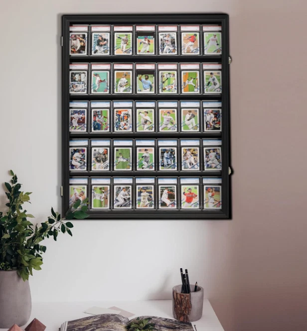 Lockable 35 Graded Sports Card Display Case, for Football, Baseball, Basketball - Image 2 of 4