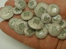 New Lot of 8 Fancy Silver Metal Buttons Glittery Center 7/8" 11/16 & 5/8 (SH)