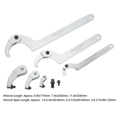 Car Auto 8 Pcs Adjustable Hook Pin Wrench 35120mm C Hook Round Head Spanner Set