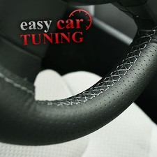 For Vw Transporter T5 Black Perforated Genuine Leather Steering Wheel Cover Grey