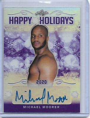 Michael Moorer Leaf Happy Holidays Purple Refractor Auto /20 Champion Autograph
