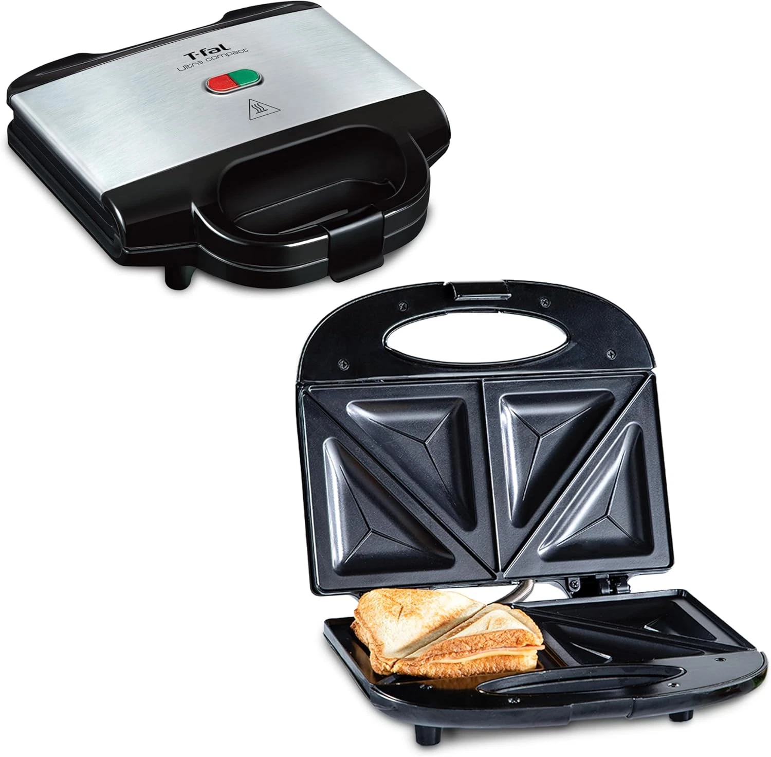 Sandwichera compacta, acero inoxidable, fácil de limpiar panini, 625 vatios, col