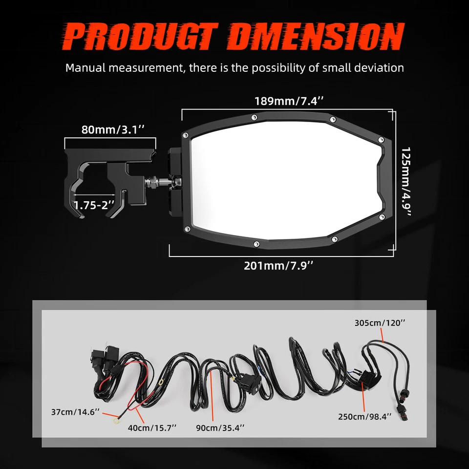 UTV Rear View Side Mirrors W/ LED Turn Lights For 2017-2023 Can Am Maverick X3 R - Image 3 of 4