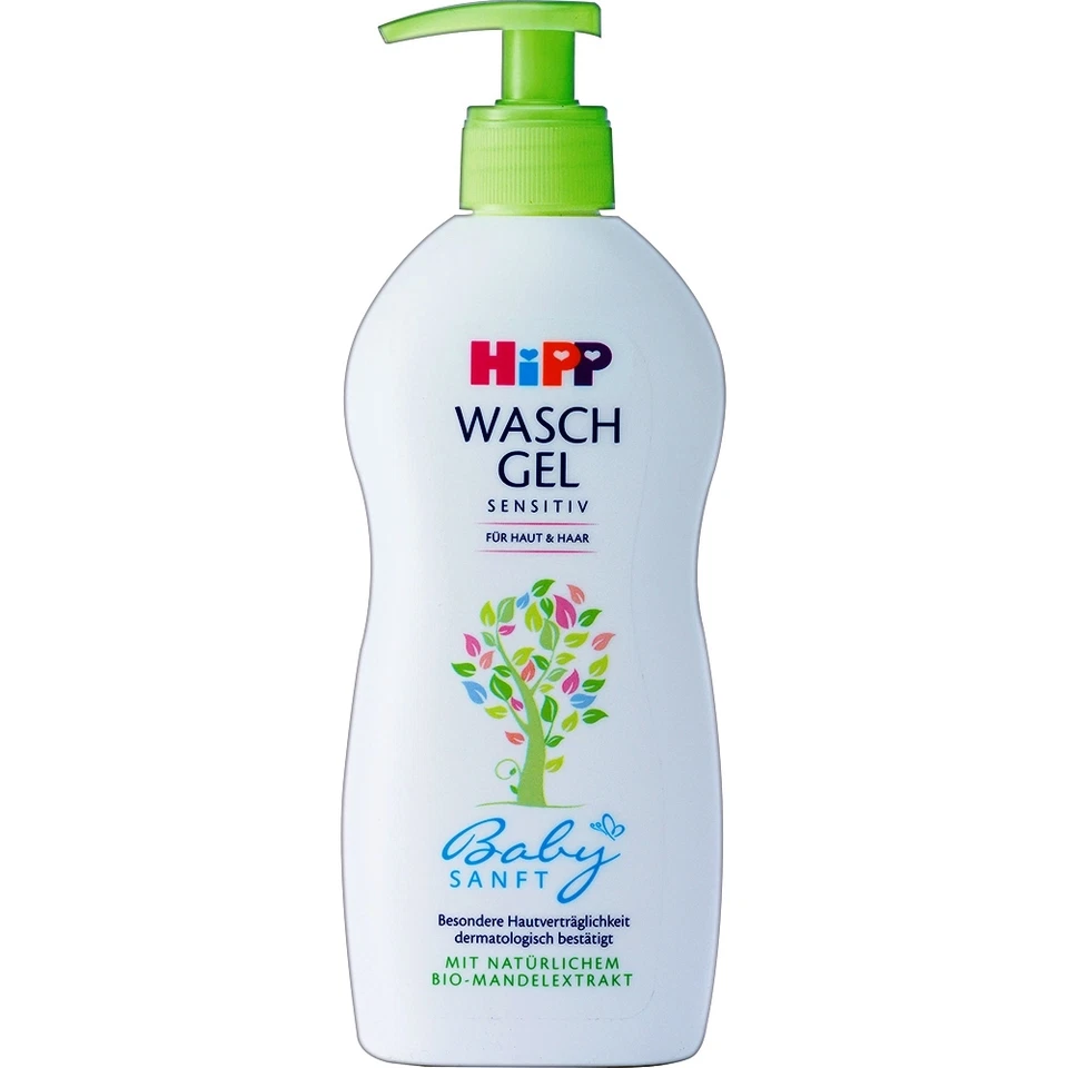 400ml Hipp Waschgel sensitiv Haut & Haar Babysanft Bio Mandelextrakt