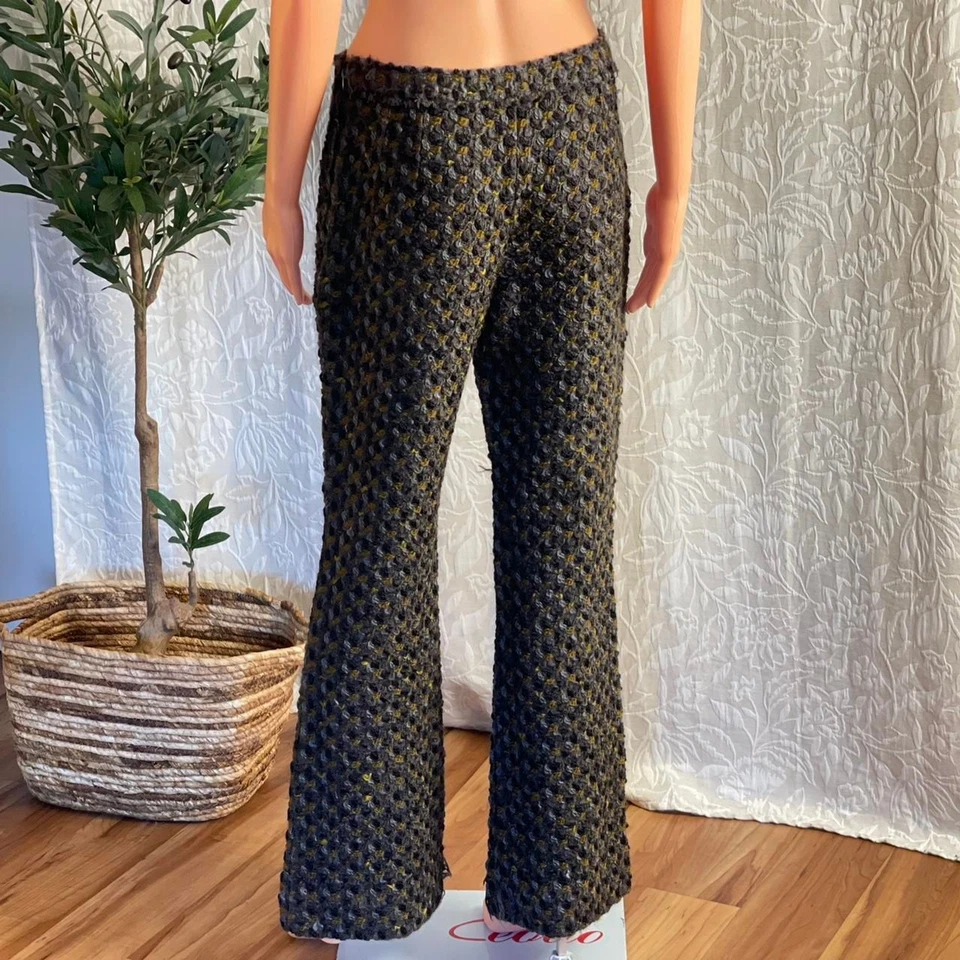 Vintage Dolce & Gabbana Wool Tweed Pants Gray Olive Tailored Trousers IT 42 US 6 - Image 4 of 4