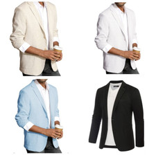 Men's England Style Casual Blazer Jacket Business Suit Two Button Sport Coats